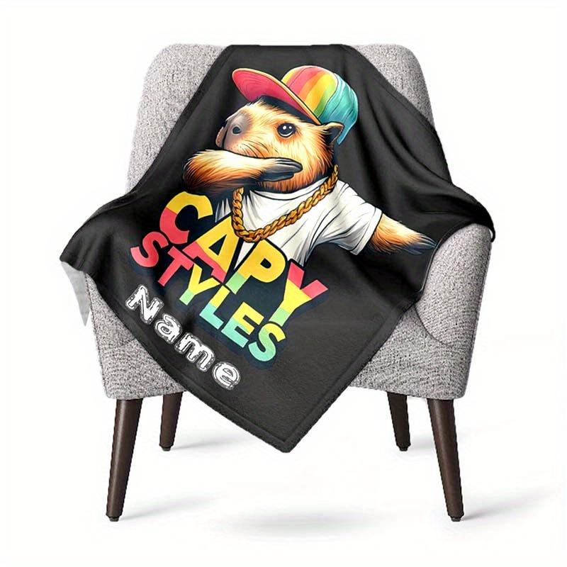 Cool Capybara Customize Your Name Blanket Used For Chair Office Sofa Bed Camping Soft And Warm Giving Friends And Relatives Birthday Graduation Gift