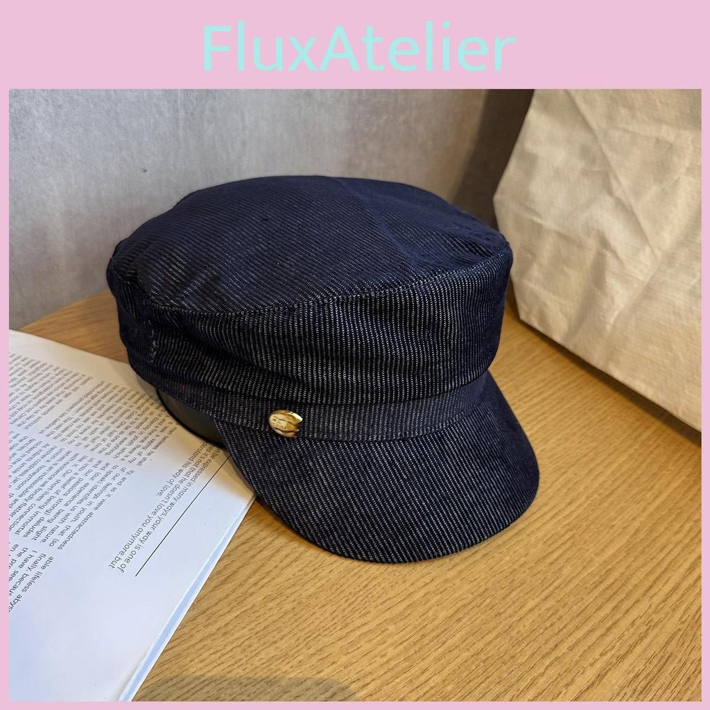 Street Solid Color Style Navy Flat Top Cap Breathable Fabric Urban Casual Wear