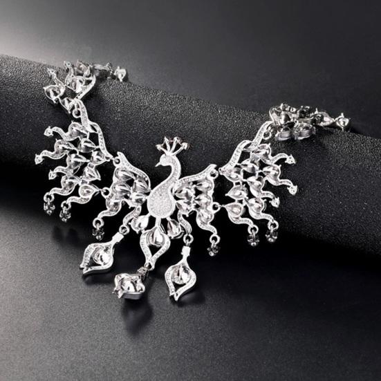 Элегантное зеленое ожерелье со стразами, комплект серег в форме павлина, свадебное ожерелье, висячие серьги, комплект, подарок