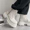Martin Boots Men's High-top Autumn and Winter High-end Big-headed Locomotive Short Boots Trendy White Thick-soled Tooling Boots