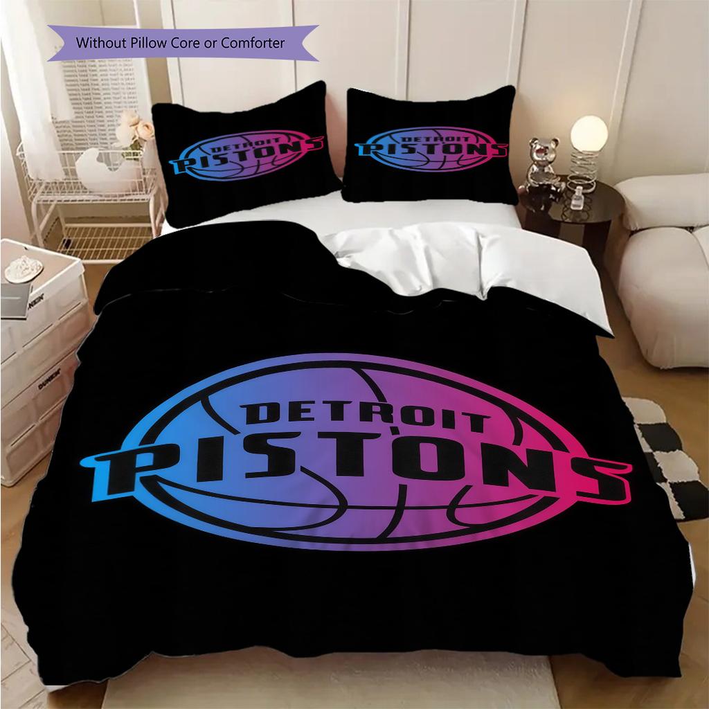 Detroit Pistons Basketball Team Logo Bedding(1 * duvet cover + 2 * pillowcase, without core) Soft and comfortable Bedding set Christmas birthday gift