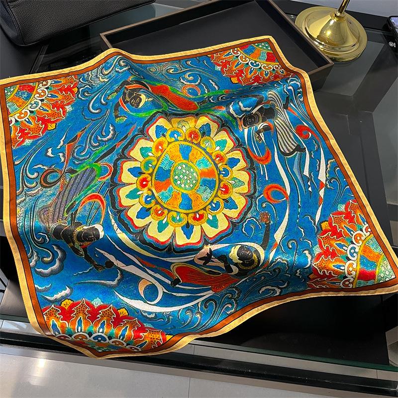 New 100% Natural Real Silk Scarf Women Bandana Square Scarves Wrap Kerchief Mulberry Fashion Luxury High Quality Hijab For Lady