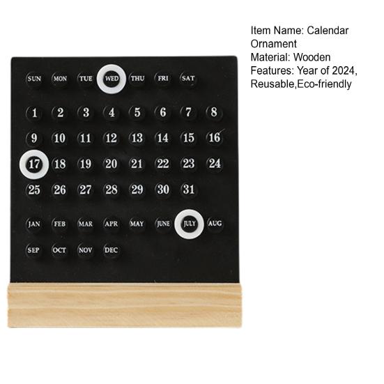 Креативный деревянный календарь с орнаментом в виде круга на 2024 год. Ежегодный календарь. Настольный календарь. Персонализированное украшение для офисного рабочего стола. Реквизит для фотографий.