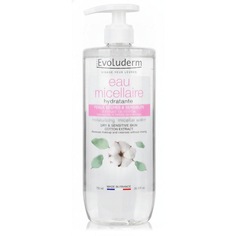 Evoluderm Micellar Water France Makeup Cleansing Morning Face Wash, 750ml, 1 pcs