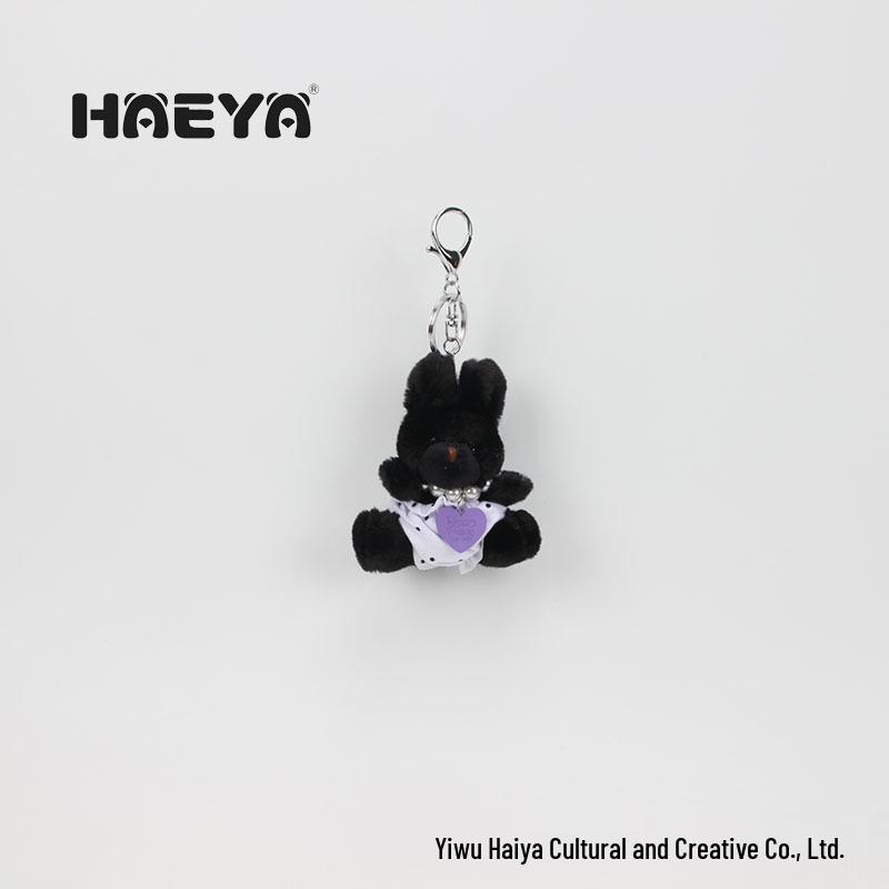 Корейский брелок Черный Кролик из Донгдамуна и Жемчужное Сердце Ожерелье с Треугольными Трусиками - Милый Подарок для Пары