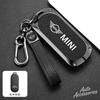 Litchi Pattern Leather Car Key Cover Alloy Protect Shell For BMW Mini Countryman Cooper One 2023 2024 Auto Interior Accessories rvzc66