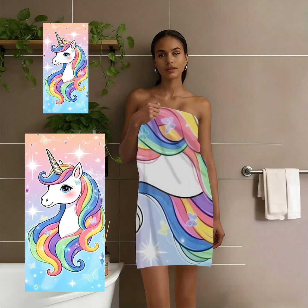 Пляжное полотенце с узором единорога, мягкое, из микрофибры, очень большое, впитывающее, банное полотенце для путешествий, бассейна, серфинга, йоги, кемпинга, пляжа