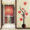 1set Modern Retro Home Room TV Decor Vase Plum Flower Tree Crystal Arcylic 3D Wall Sticker