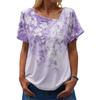 Летние топы, свободный топ с нестандартным v-образным вырезом, повседневная футболка с короткими рукавами и цветочным принтом, женская одежда
