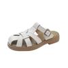 Soft Leather Casual Sandals Summer Woven Soft Bottom Closed Toe Platform Retro Flat Roman Style Sandals Women