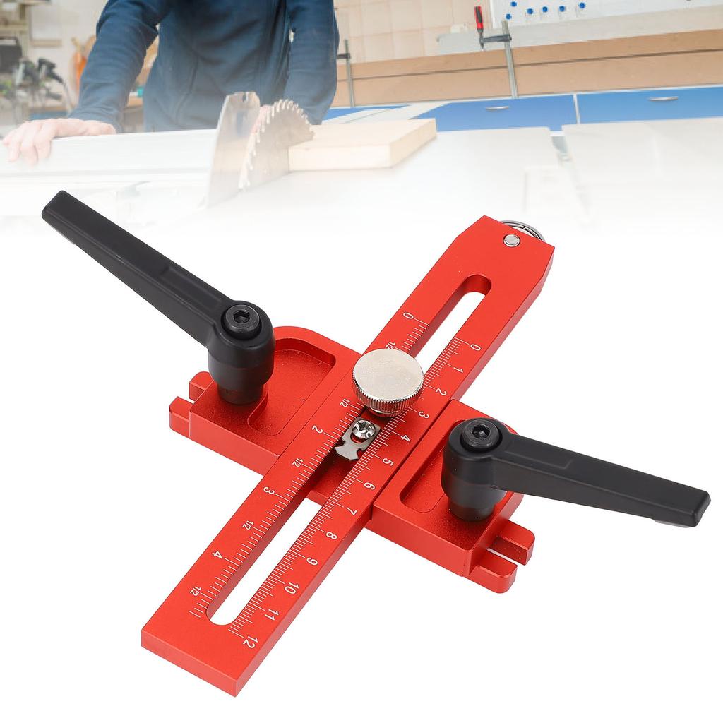Table Saw Jig with Roller Dual Scale Woodworking Thin Ripping Locator Fits for 3Celsius4x3Celsius8 3Celsius8x1Celsius4 Inch T Slot