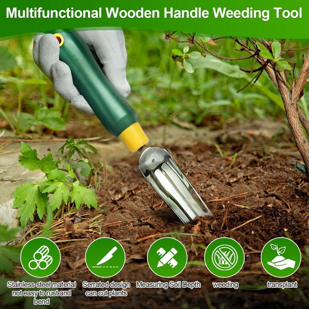 Ручной инструмент для прополки садовых сорняков Ручной инструмент для прополки садовых лопаток Садовые инструменты для садоводства Ручка из нержавеющей стали для удаления сорняков на глубине