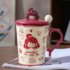 Креативная Персонализированная Пара с Крышкой и Ложкой Керамическая Чашка Высокого Внешнего Вида Большая Вместимость Кружка для Маленького Подарка для Девочек Чашка для Воды для Домашнего Использования