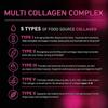 Collagen complex capsules containing hydrolyzed fish collagen peptides, 3300 mg, dietary supplement, suitable for adults.