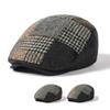 Men's Retro Beret British Forward Cap Plaid Peaked Cap Newsboy Caps for Men Driver Ivy Hat Gatsby Painters Hats