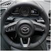 Ручная прошивка Чехол на руль Черная Микрофибра Кожа Для Mazda CX-3 CX3 CX-5 CX5 2017 2018 Автоаксессуары