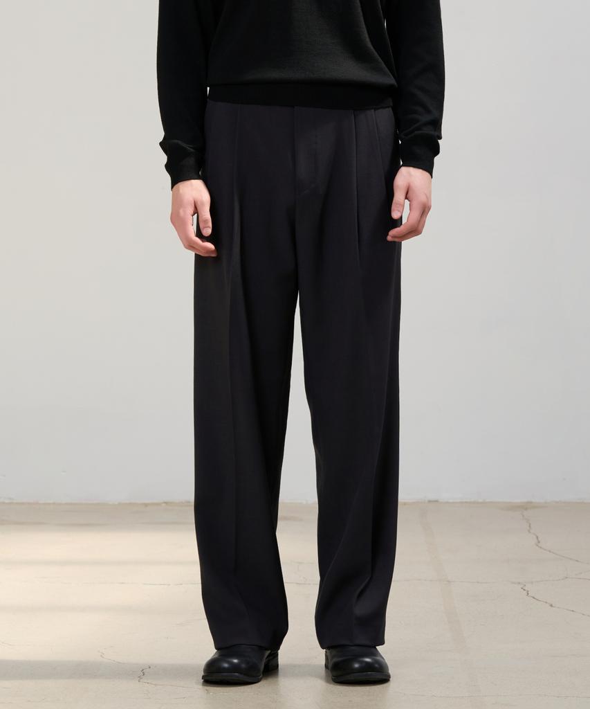 HYOJI Double-Pleat Semi-Wide Slacks (All Seasons, Summer - 8 Colors) (Type B)