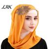 Soft Pearl Chiffon Accessory Ethnic Style Head Scarf, Rhinestone Flower Long Wrap Scarf Elegant Evening Party Stole for Women, Breathable Versatile