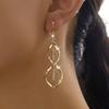 Women's Spiral Earrings - Elegant Interlocking Loop Design with Synthetic Gemstones, Suitable for Daily and Party Wear, Exquisite Metal Earrings