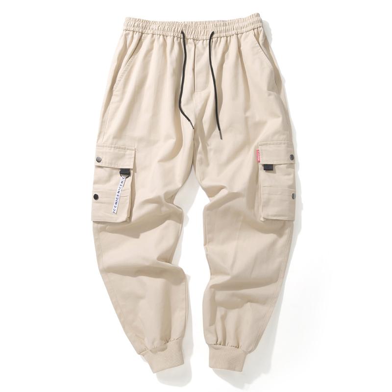 Хип-хоп брюки-карго мужские модные бегуны повседневные брюки уличная одежда с несколькими карманами и лентами брюки в стиле милитари мужские шаровары большого размера