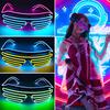 Light Up Neon Rave Glasses Flashing Shutter Glasses El Wire LED Sunglasses Glowing DJ Costumes for 80s Parties Music Festival