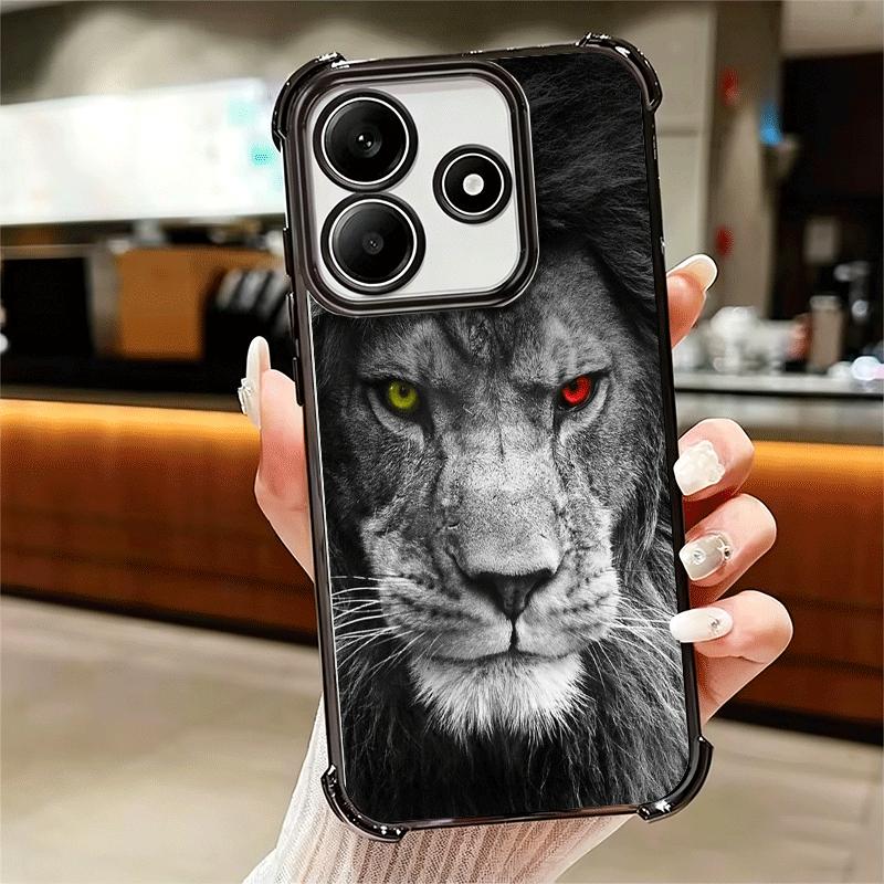 Lion Male Man King Plating Phone Case For Xiaomi Redmi Note 14 15 Pro Plus 13 12 11 11S 11T 10 9S 9 5G Anti-Fall Airabag Cover