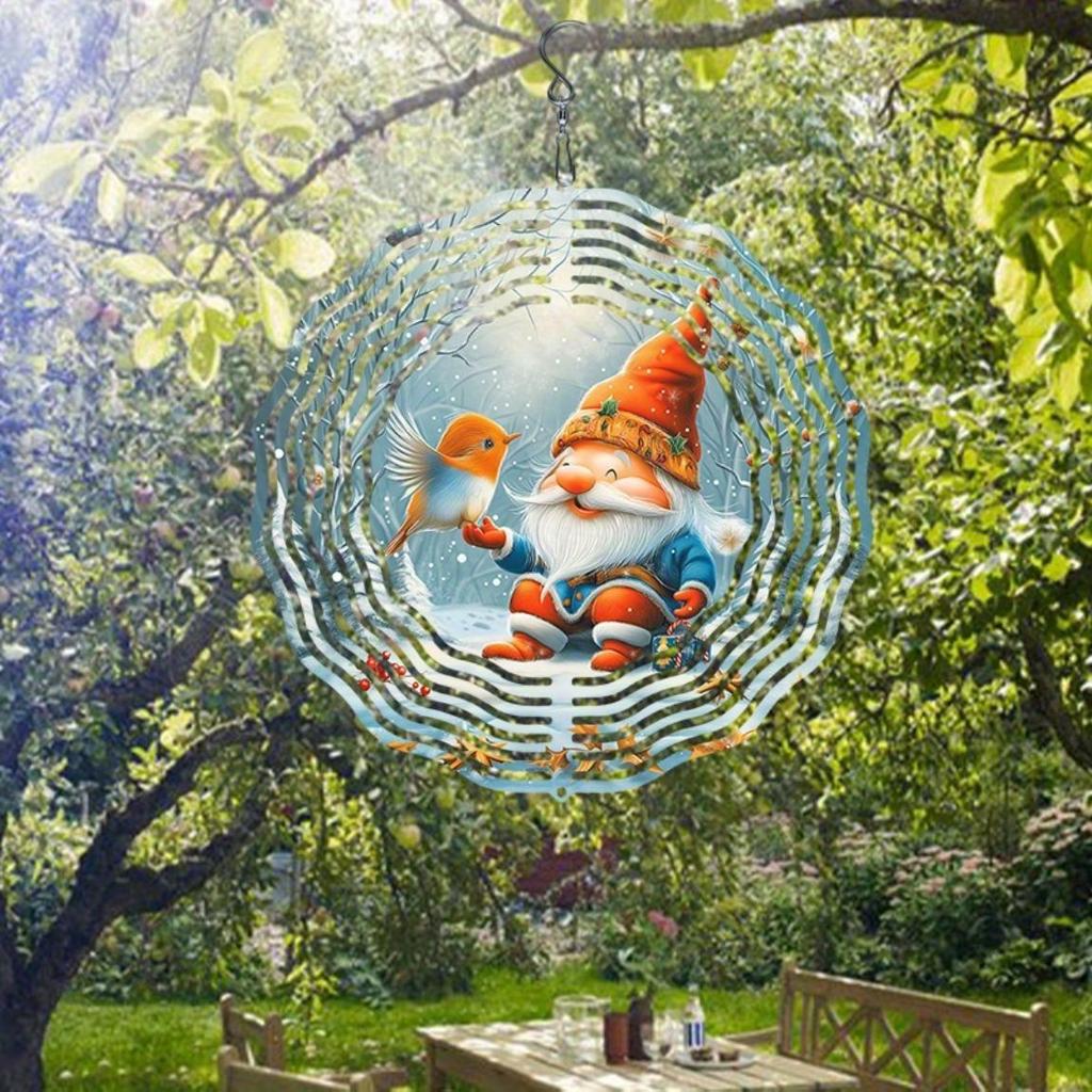 Рождественский гном, колокольчик ветра, уличный декор со снежинками, сосновыми шишками и дизайном птиц для сада, праздника, свадьбы, подарка на день рождения