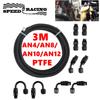 Комплект топливных шлангов 3M 4AN 8AN 10AN 12AN из ПТФЭ, топливный шланг с нейлоновой оплеткой E85 с комплектом из 10 поворотных переходников для концевых фитингов топливного шланга