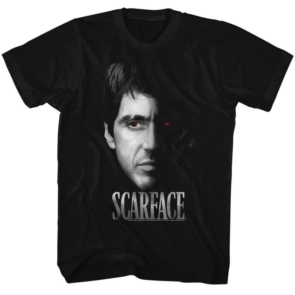 MEN039;S OFFICIAL Scarface Movie AL PACINO T-SHIRT Red Eye Black Cotton SM5XL Unisex T-Shirt
