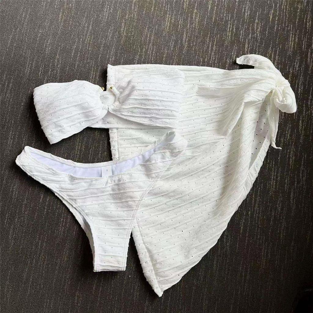 Сексуальный женский купальник бикини со средней талией, женский купальник, комплект бикини из трех частей, купальный костюм для купания