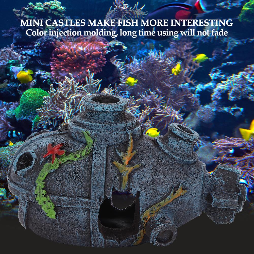 Resin Aquarium Artificial Simulation Shipwreck Cave Decoration Hide House Fish Tank Landscape Ornament