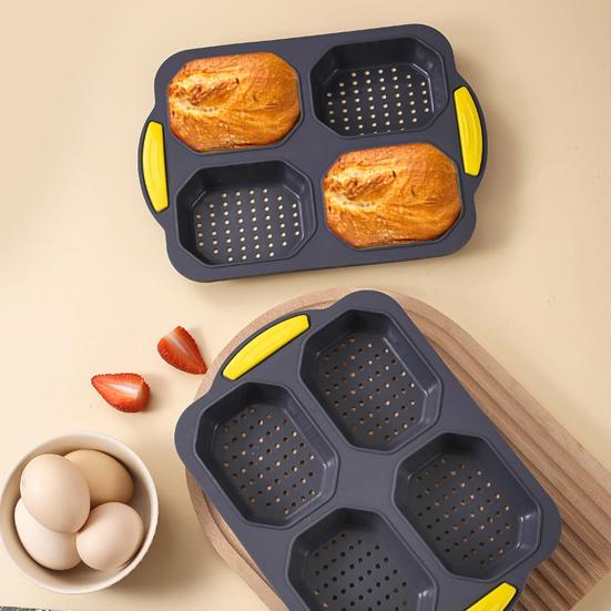 Bread Mold Heat Resistant Non-stick Pastry Mold Silicone Bread Baking Mold with 4 Grids for Home Kitchen