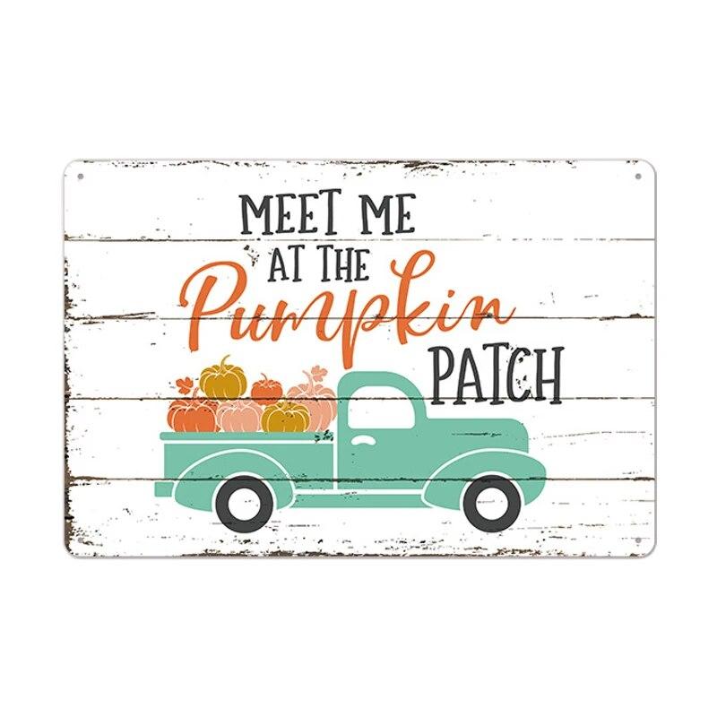 Pumpkin Vintage Poster Tin Sign Plate Thanksgiving Retro Metal Signs Plaque Bar Pub Kitchen Home Decor Halloween Gift
