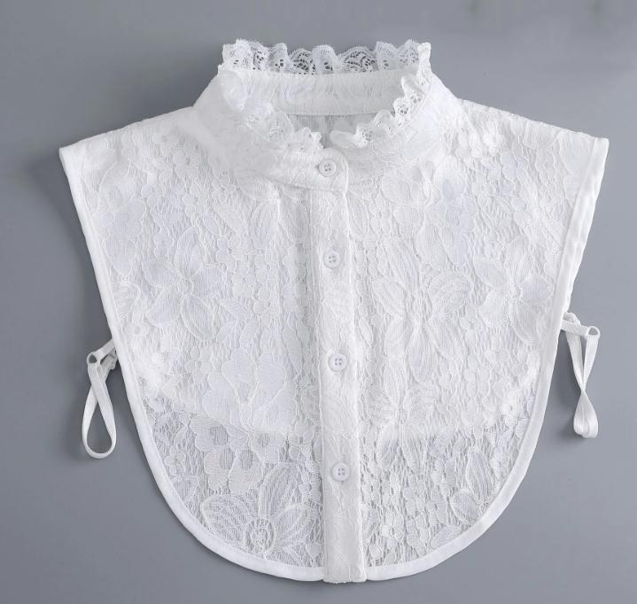 Elegant Stand Fake Collar Lace Embroidery Shirt Blouse Tops Detachable Collars Half Shirt False Collar Clothing Accessories