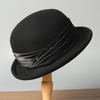 Light luxury British small roll basin hat children autumn and winter Australian wool felt hat celebrity Hepburn style ribbon bucket hat