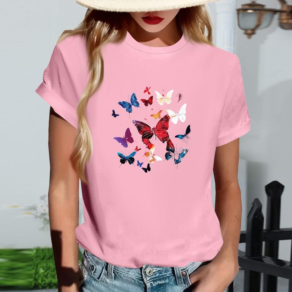 Женская модная футболка с круглым вырезом, повседневная, с ретро-принтом, с короткими рукавами