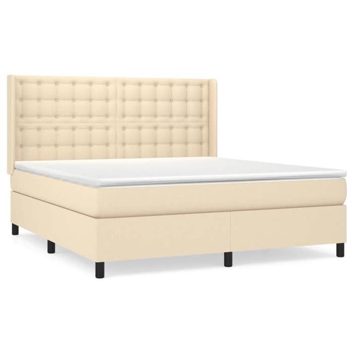 Maison Exclusive - Sommier à lattes de lit avec matelas Crème 180x200 cm Tissu