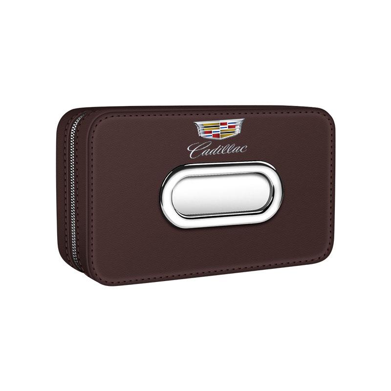AABMH1 Car Tissue Box Holder PU Leathe Center Console Armrest Mount Napkin Case Fit Road Trip Organizer Easy Install For Cadillac