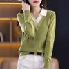 Autumn Tops Women's Fashion Shirt Sweater Women Loose Thin Lapel Knitted Bottom Shirt