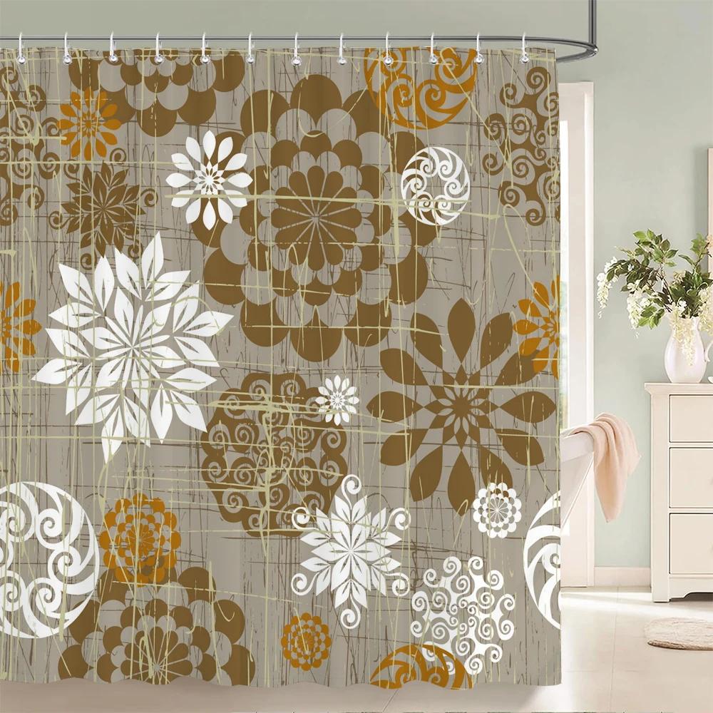 Indian Bohemian Fabric Shower Curtain Bathroom Curtains Boho Mandala Waterproof Fabric Bath Screen Bathtub Decor with 12 Hooks