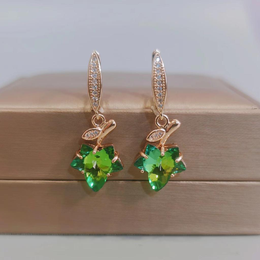 Серьги-капли с хрустальными листьями для женщин, модные ювелирные аксессуары золотого цвета для вечеринок