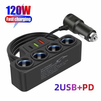 Автомобильное зарядное устройство 120 Вт, 7 портов, гнездо QC3.0+PD, автомобильный адаптер питания 12 В/24 В, адаптер для быстрой зарядки телефона
