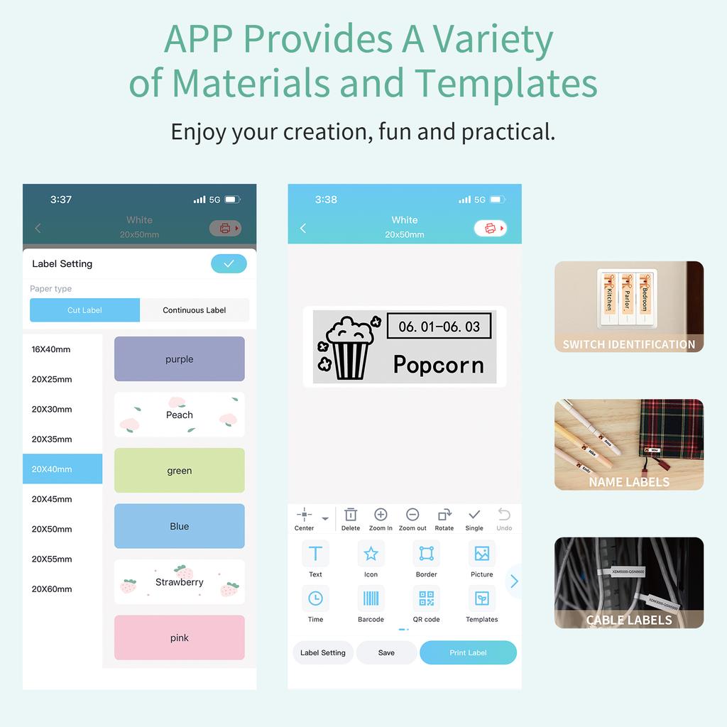AIMO D35 Label Maker Mini Thermal Label Printer Pocket Machine All In One BT Connect Adhesive Tag