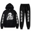 Men's Set Anime Jujutsu Kaisen Hoodie Pants Male Casual 2pcs Sets Long Sleeves Harajuku Gojo Satoru Graphics Hoody Sweatshirts