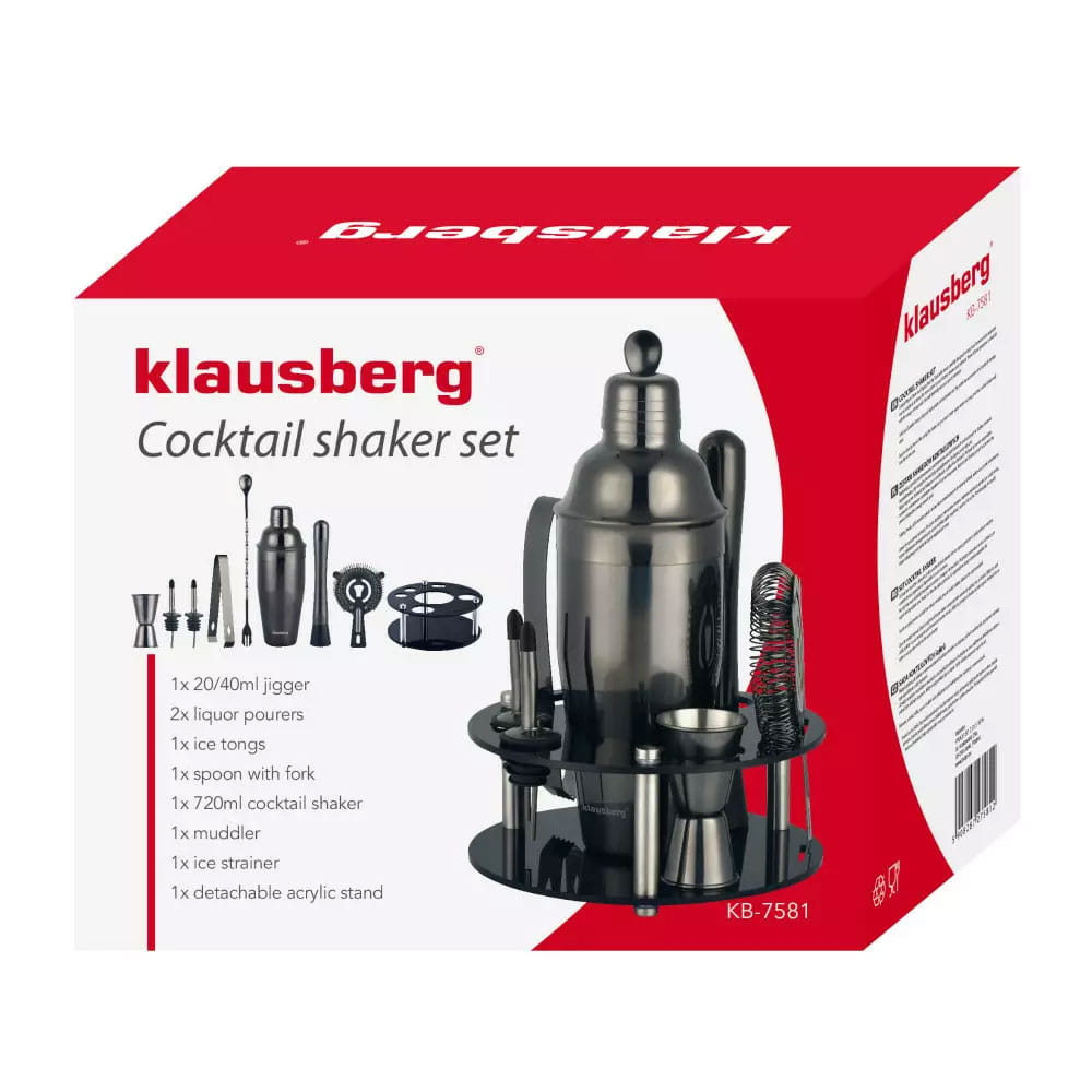 Zestaw barmański 9 elementów Shaker KLAUSBERG KB-7581 grafitowy