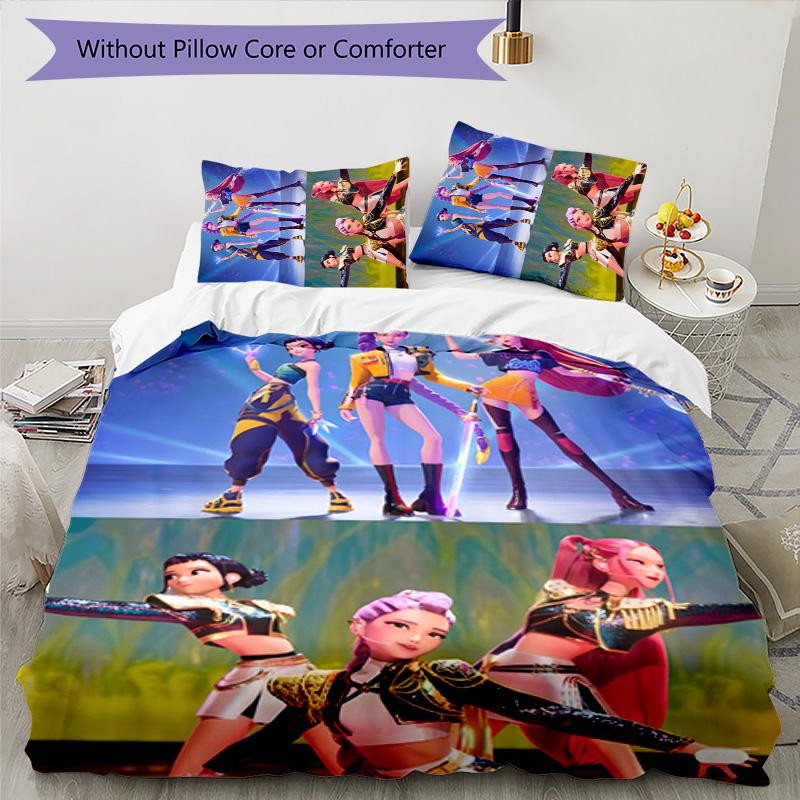 KPOP Hunter 3pcs Bedding Set Duvet Cover Closure Includes 1 Duvet Cover & 2 Pillowcases for All Seasons Bedroom Home Dorm Decor