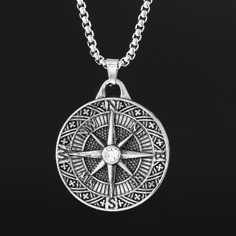 Новый ретро-подвеска-указатель компаса, летнее мужское длинное ожерелье в стиле хип-хоп, аксессуар