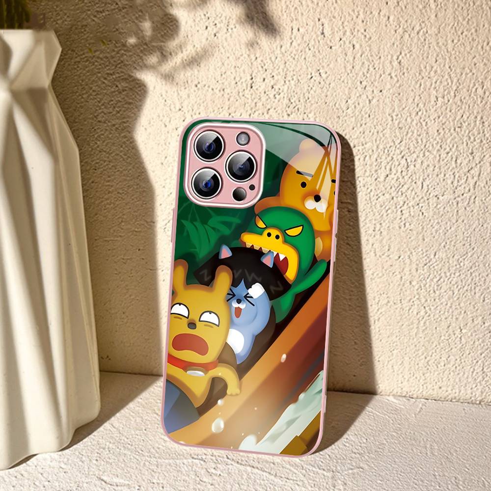 Cartoon K-KAKAO CUTE F-FRIENDS Tempered Glass For Iphone 14 13 12 11 Pro Mini XS MAX 14Plus X XS XR Fundas