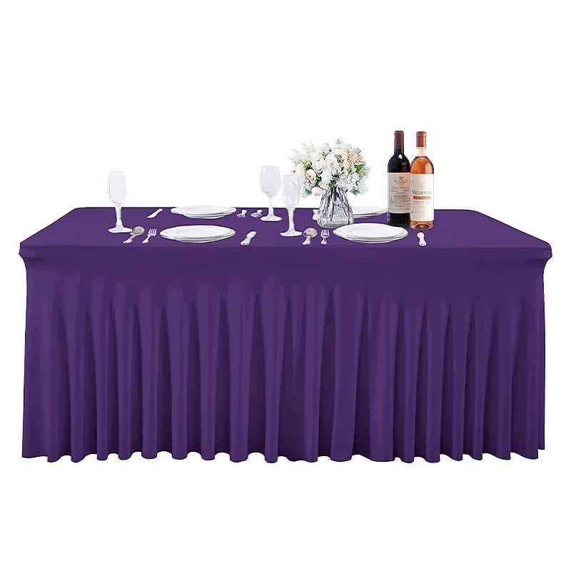 Solid Color Stretch Rectangular Table Skirt for Banquets and Conferences