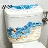 Toilet Decoration Sticker Ocean Beach Decorative Sticker, 3D Effect Wave Shell Starfish Bathroom Decals Sand Self-Adhesive Waterproof PVC Wall